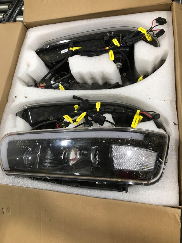 Photo 2 of 2024 New LED Headlights Assembly DOT Replacement w/ Bulbs Compatible with 1999-2002 Chevy Silverado 2000-2006 Chevrolet Suburban Tahoe, Hi/Low Beam DRL Turn Signal Clear Side Marker (NOT FIT for GMC)