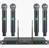 Photo 1 of Phenyx Pro Wireless Microphone System, 4-Channel UHF Wireless Mic, Fixed Frequency Metal Cordless Mic with 4 Handheld Dynamic Microphones, 260ft Range, Microphone for Singing,Church(PTU-5000-4H)
