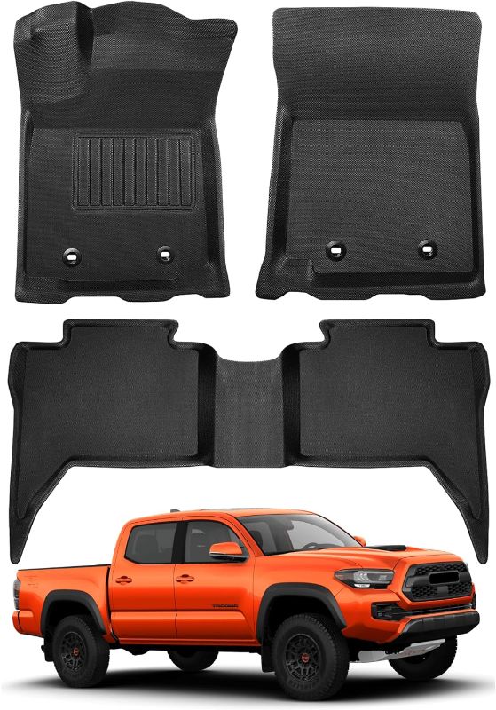 Photo 1 of CreeKT for Toyota Tacoma Floor Mats 2023 2022 2021 2020 2019 2018 (Double Cab ONLY), for Toyota Tacoma Accessories 2018-2023 for Tacoma 3rd GenAll Weather Floor Mats Liners