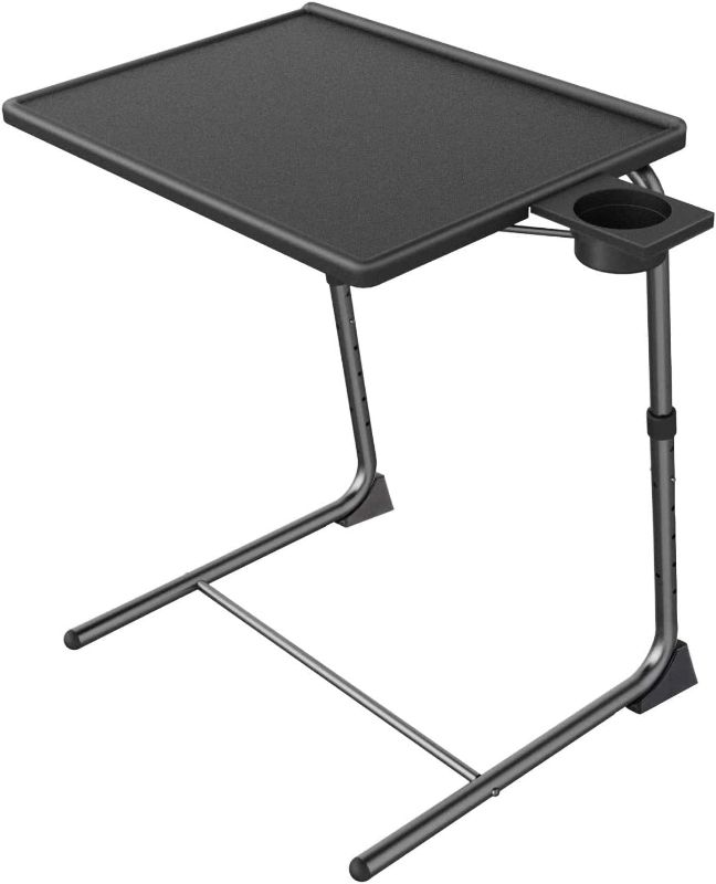 Photo 1 of Adjustable TV Tray Table - TV Dinner Tray on Bed & Sofa, Comfortable Folding Table with 6 Height & 3 Tilt Angle Adjustments (Black) 