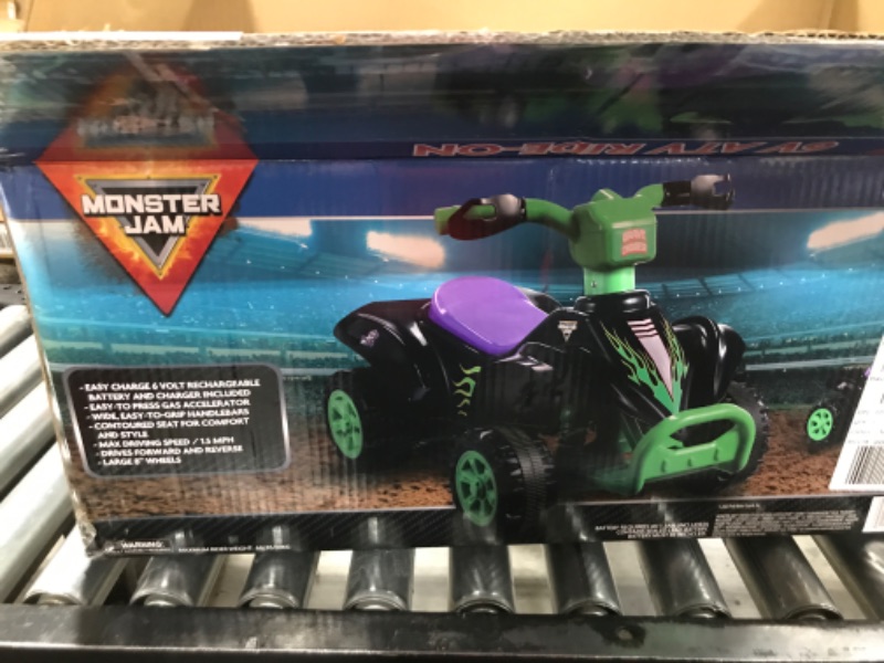 Photo 3 of Monster Jam 6V ATV Quad for Kids - Powerful and Safe Ride-On Toy with Rechargeable Battery - Forward and Reverse Driving - Max Weight Capacity of 55 LBS - Ages 2-3 Years