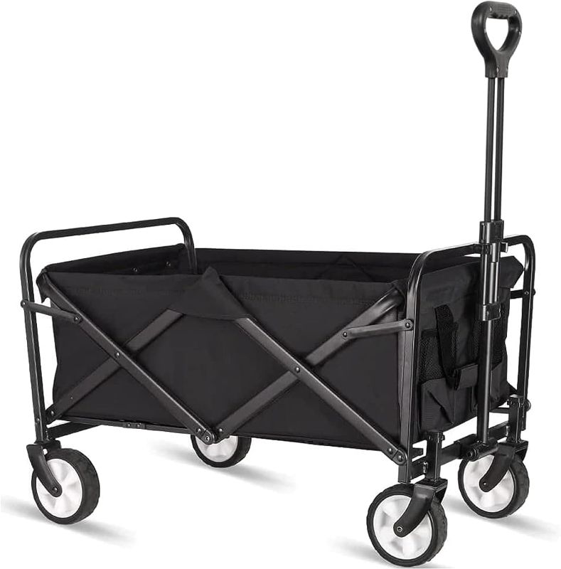Photo 1 of iHomey Collapsible Folding Wagon, Wagon Cart Heavy Duty Foldable with Two Drink Holders, Utility Grocery Wagon for Camping Shopping Sports 