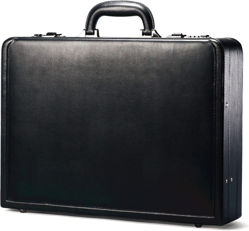 Photo 1 of Samsonite Bonded Leather Attache, Black, One Size 
"nickel combination - one side is lock " 