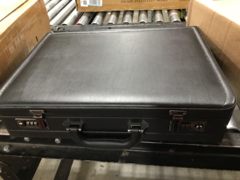 Photo 2 of Samsonite Bonded Leather Attache, Black, One Size 
"nickel combination - one side is lock " 
