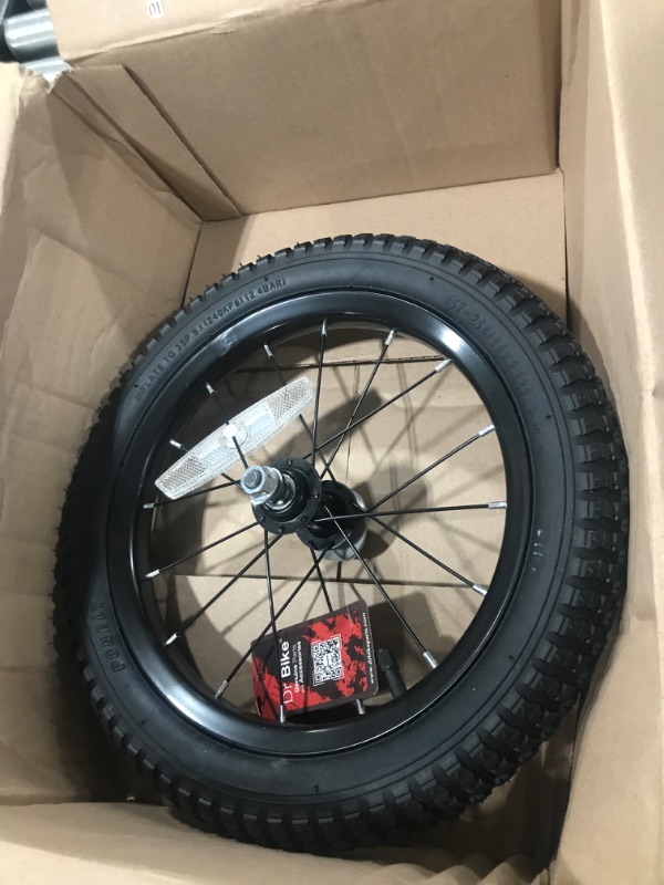 View 2 of JOYSTAR 12 14 16 18 Inch Kids Bike Front Wheels Replacement with Solid Air Rubber Tire and Inner Tube, Bicycle Bike Wheels Don't Fit with Huffy Bike, Black & White Black 14 Inch