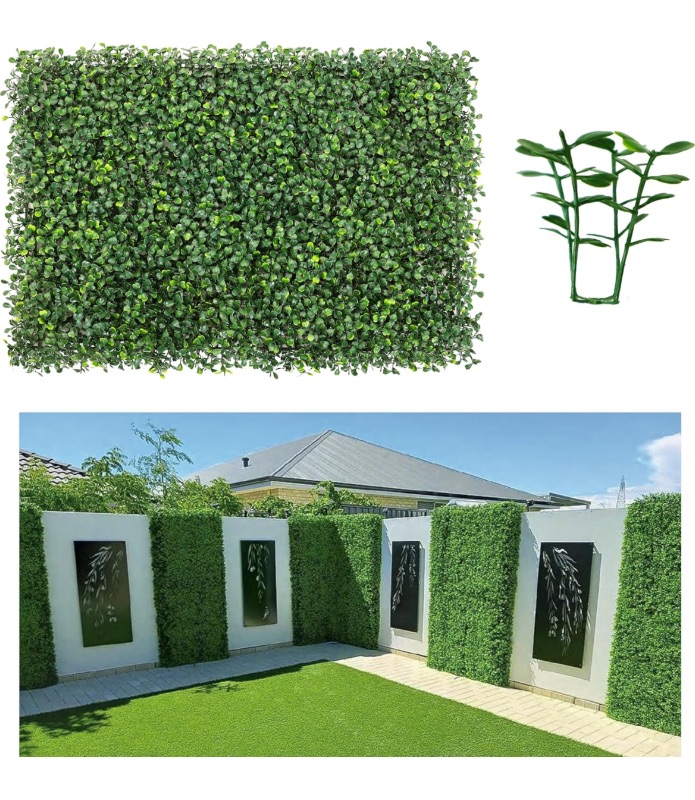 Photo 1 of Netap  Wall Panels, 16"x 24"(24pcs) 4-Layer Artificial Boxwood Panels Faux Grass Wall for Interior Garden Backdrop Indoor Outdoor Plant Decor
