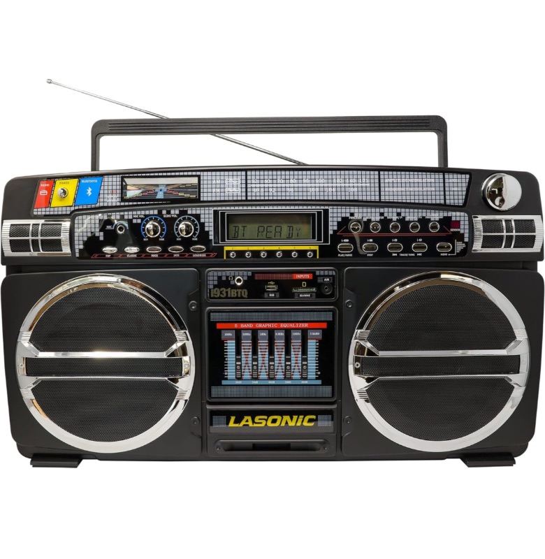 Photo 1 of Lasonic i-931BT Classic 80s Style Design with upgraded technology rechargeable Bluetooth Boombox - BLACK