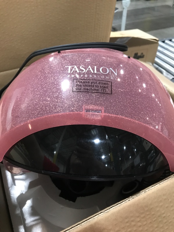Photo 3 of TASALON Ionic Hooded Hair Dryer, 1875W Professional Adjustable Standing Hair Dryer Bonnet with 3 Temperature Settings, Sit Under Hair Dryer for Home, Auto Salon Dryer with Rolling Wheels & Timer, Pink