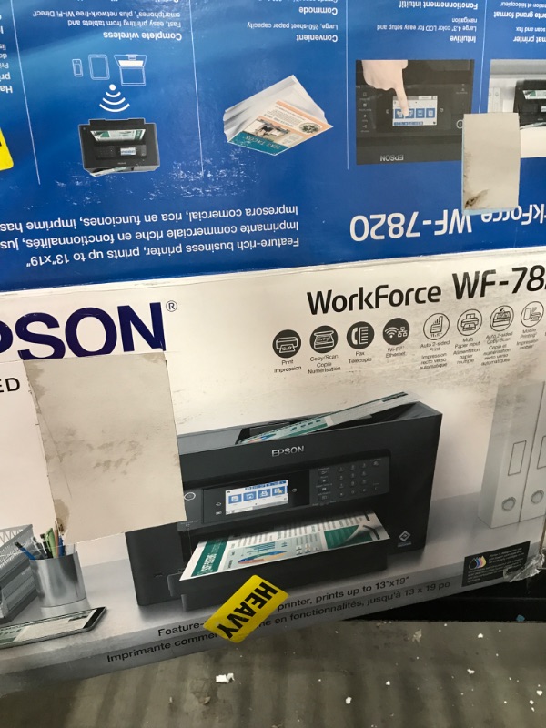 Photo 3 of Epson WorkForce Pro WF-7820 Wireless All-in-One Wide-format Printer with Auto 2-sided Print up to 13" x 19", Copy, Scan and Fax, 50-page ADF, 250-sheet Paper Capacity, 4.3" screen, Works with Alexa