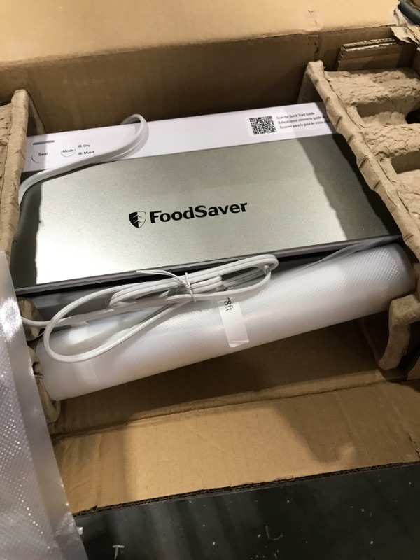 Photo 2 of FoodSaver Compact Vacuum Sealer Machine with Sealer Bags and Roll for Airtight Food Storage and Sous Vide, White