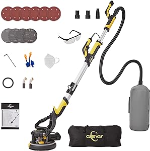 Photo 1 of CUBEWAY Drywall Sander, 750W Electric Drywall Sander with Vacuum Dust Collection, 6.5A Motor Dustless Floor Sander with Variable Speed 900-1800RPM, LED Light, Extendable & Foldable Handle, CWB225 