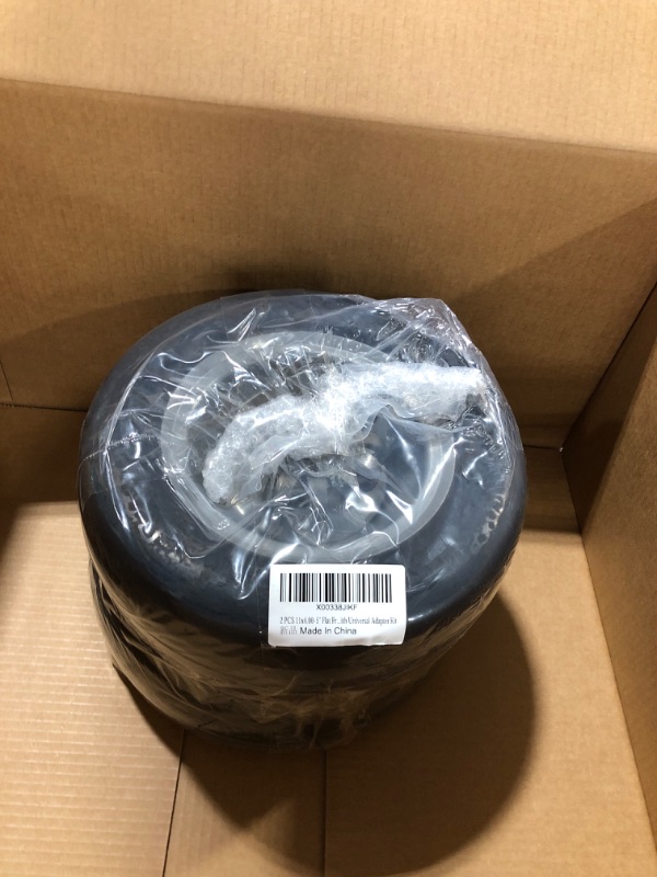 Photo 1 of 2 PCS 11x4.00-5" Flat Free Lawn Mower Tire on Wheel, 3/4" or 5/8" Bushing, 3.4"-4"-4.5-5" Centered Hub, Universal Fit Smooth Tread Tire for Zero Turn Lawn Mowers, with Universal Adapter Kit