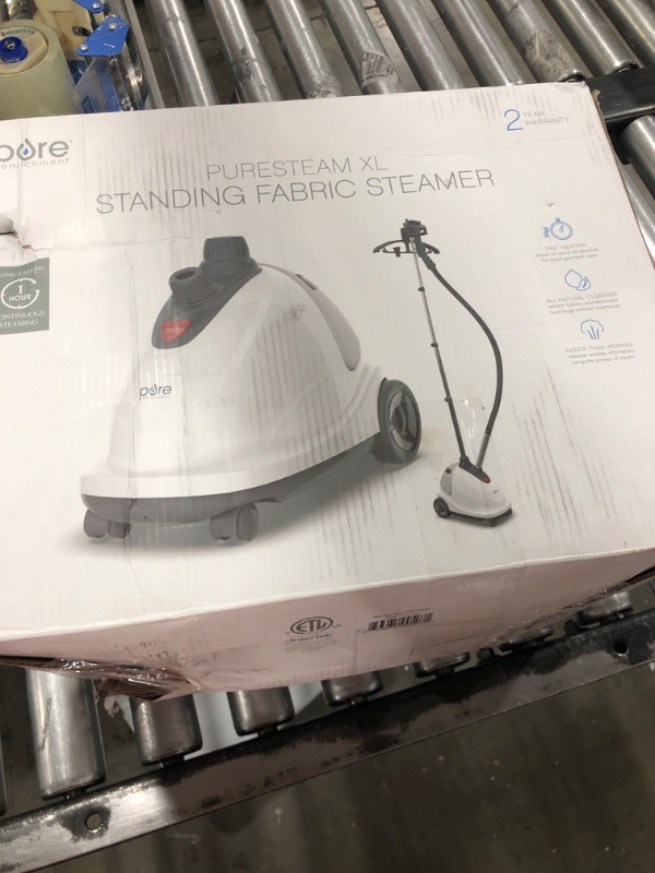 Photo 4 of Pure Enrichment® PureSteam™ XL Standing Steamer with Garment Hanger - Heats in 45 Seconds with 0.5-Gallon Water Tank for 1 Hour Continuous Steaming - Includes Fabric Brush and Easy-roll Wheels