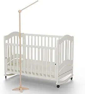 Photo 1 of GIJIR Floor-Standing Crib Mobile Arm,61 Inch New Upgrade Arched Anti-Tip Base Mobile Arm for Crib 360°Adjustable Mobile Holder for Baby Girl Boy 100% Natural Beech Wood Crib Mobile Hanger 