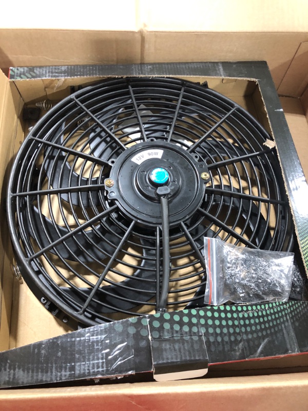 Photo 2 of 14" inch Slim Fan Push Pull Electric Radiator Cooling Fans 12V Mount Kit Unversal Black 