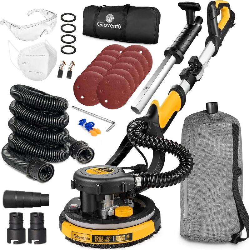 Photo 1 of Electric Drywall Sander with Vacuum, 6.5-amp, Auto Dust Absorption, 7 Variable Speed 900-1800RPM, Dustless Floor Sander with 26’ Power Cord for Popcorn Ceiling, Wood Floor etc
