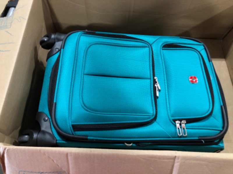 Photo 2 of  Softside Spinner Luggage Set, 21" and 25" Checked, Teal