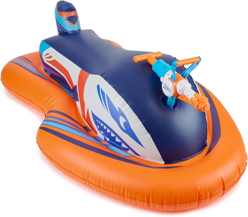 Photo 1 of NERF Super Soaker Stormforce Ride-On Racer – Inflatable Pool Float with Pool-Fed Mega Water Blaster
