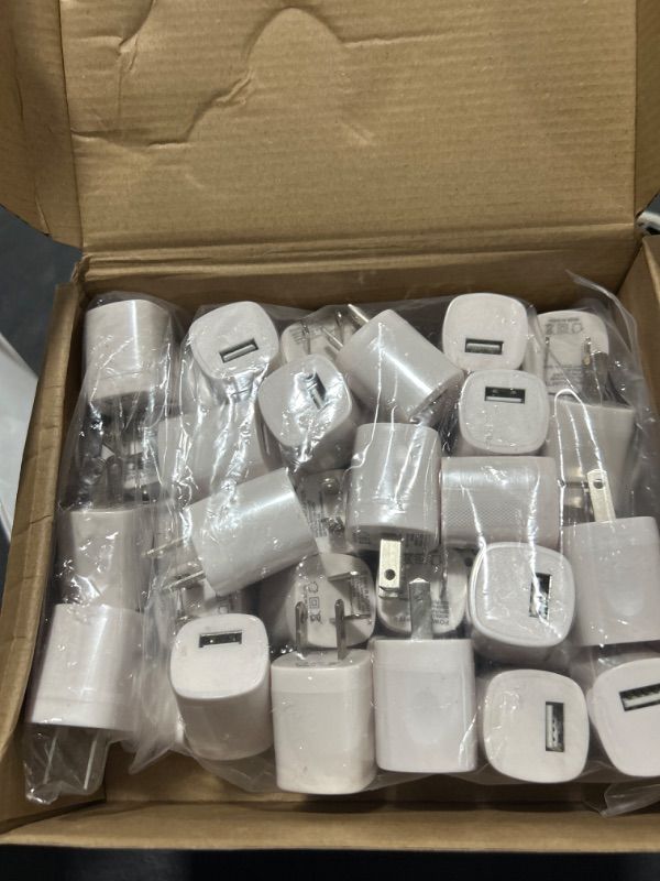 Photo 1 of 36 Pcs USB Wall Charger Single Port Charger 1A 5V Portable Charger Cube Charging Block Box Wall USB Plug Charging USB Power Adapter Charging Cube Brick Compatible with Android Phone (White)