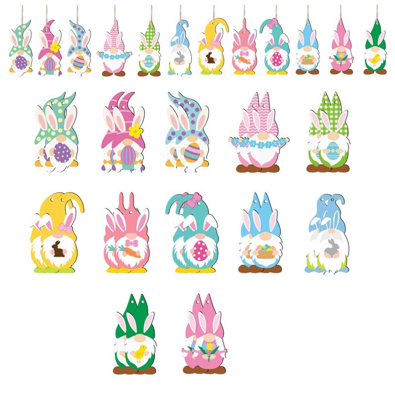 Photo 1 of 24Pcs Easter Rabbit Wooden Hanging Bunny Tree Ornament Hollowed Out Easter Cutouts Wooden Pendant for Kids Students Easter Party Spring Classroom Home Activity Art Project