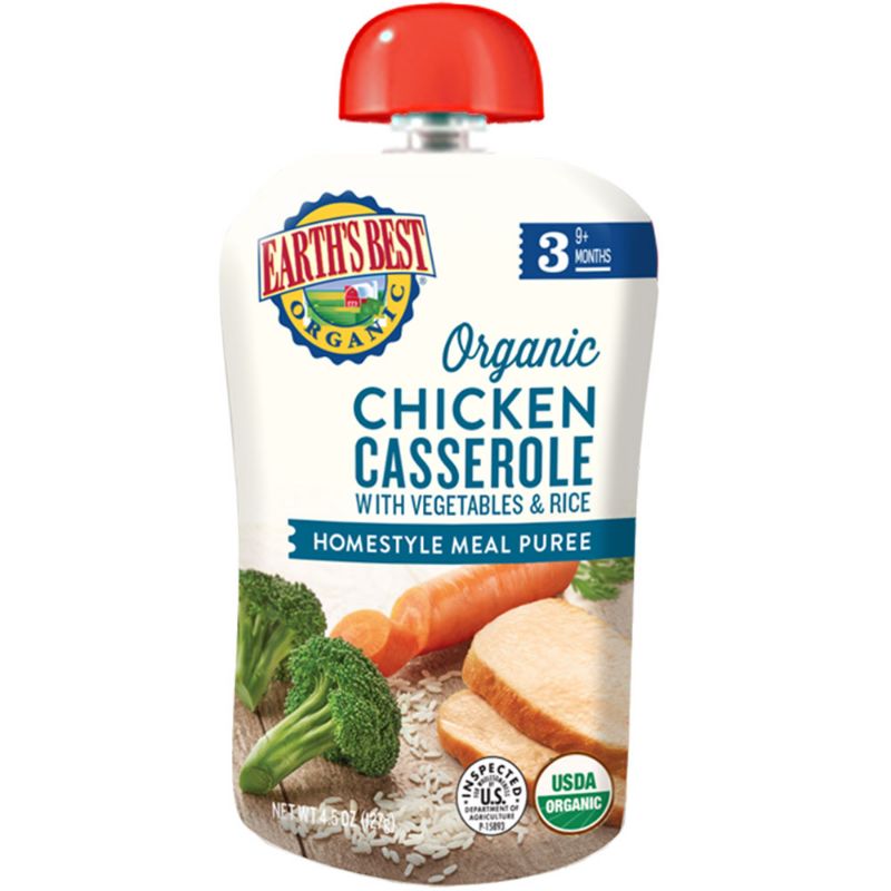 Photo 1 of (6 Pack) Earth's Best Organic Stage 3 Baby Food, Chicken Casserole with Vegetables & Rice, 4.5 oz. Pouch  2 boxes exp  10 /2024