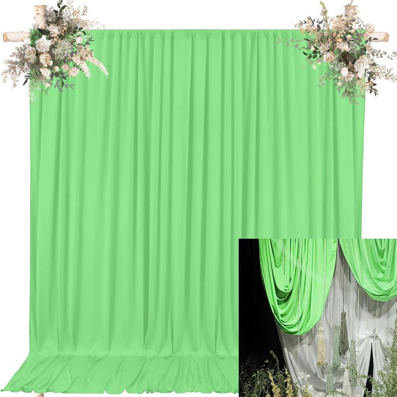 Photo 1 of 10x10FT Green Curtain Backdrop Mint Green Backdrop Curtain for Parties Wrinkle Free Green Photo Curtains Backdrop Decoration for Baby Shower Birthday 5ft x 10ft,2 Panels YUNHQ032
