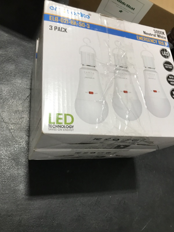 Photo 1 of Emotionlite Rechargeable Emergency Light Bulb,1800mAh Battery Backup for Home Power Failure,Outage Emergency Reading Lighting Camping Hurricane,3 Brightness Dimmable,Neutral White,E26 Base,6 Pack 5000k 6 Packs