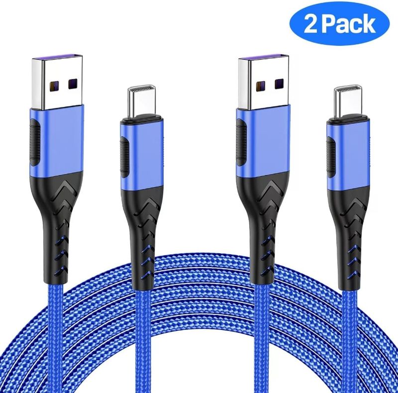 Photo 1 of Durcord USB C Fast Charging Cable, Upgarded 2Pack 6ft USB C Charger USB Type C Charging Cord Cable for Android Phone Pad,Type C Charger Braided USB Cable Compatible with iPhone 15/Pro/Plust/Max-Blue 6FT