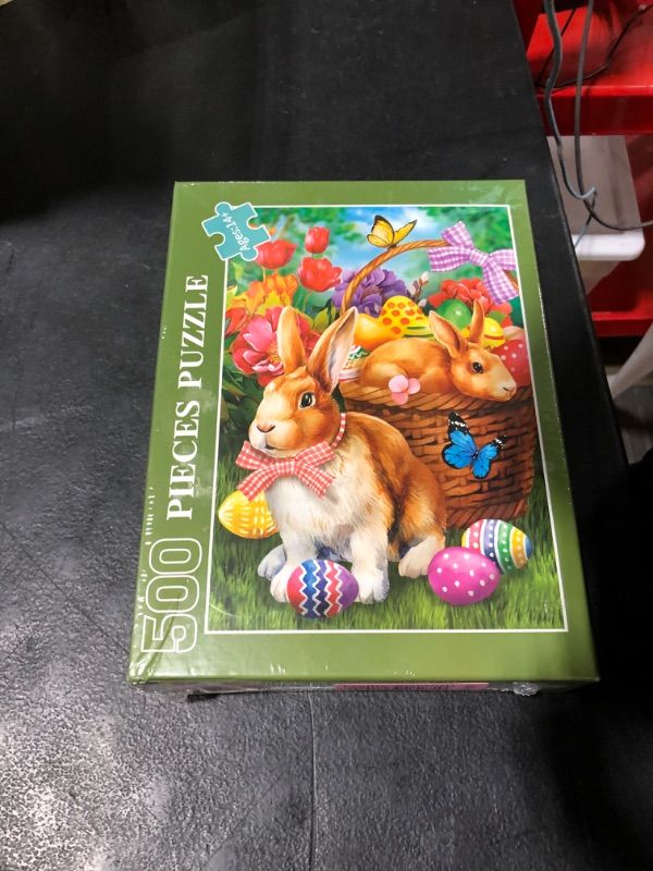 Photo 2 of Puzzles for Adults 500 Piece,Easter Bunny and Eggs Puzzle,Wooden Puzzle (Easter Bunny and Eggs, 500 Piece) 500 Piece Easter Bunny and Eggs