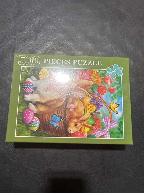 Photo 2 of Puzzles for Adults 500 Piece,Easter Bunny and Eggs Puzzle,Wooden Puzzle (Easter Bunny and Eggs, 500 Piece) 500 Piece Easter Bunny and Eggs