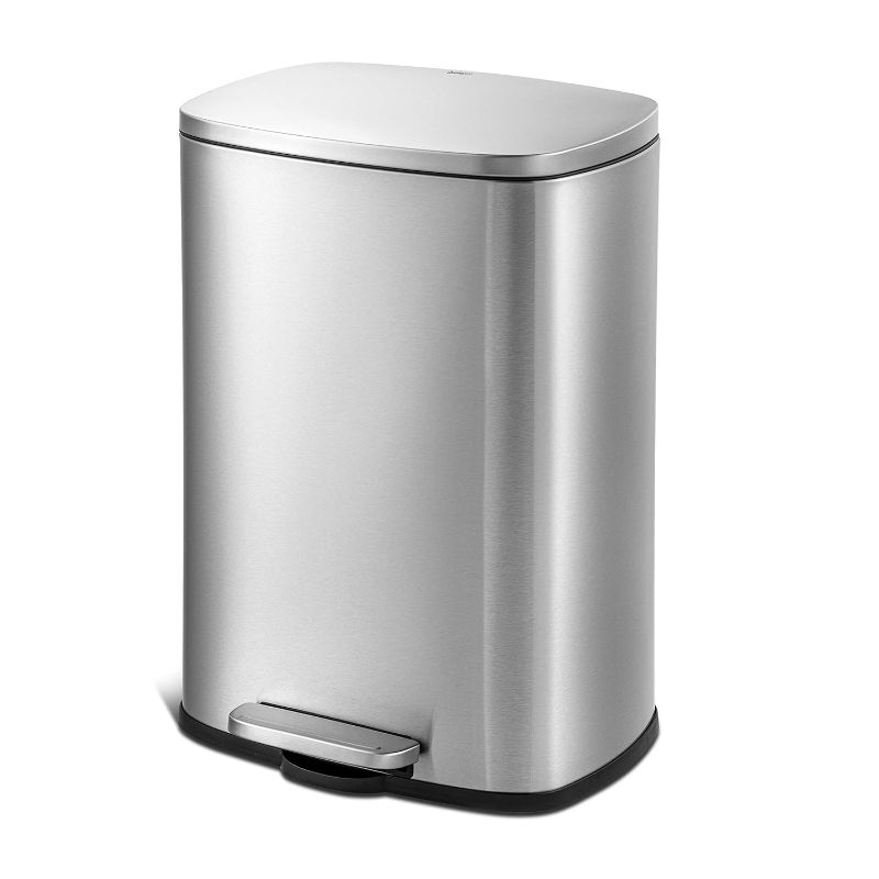 Photo 1 of 13Gal Heavy Duty Hands-Free Stainless Steel Commercial/Kitchen Step Trash Can
