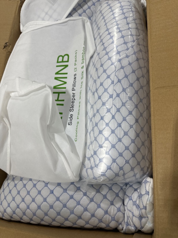 Photo 2 of KHHMNB (2023 Upgrade) Side Sleeper Pillow for Neck and Shoulder Pain, Cooling Pillow with Two Sides of Specially Designed-One Side Ice Silk, One Side Rayon, King Size Set of 2

