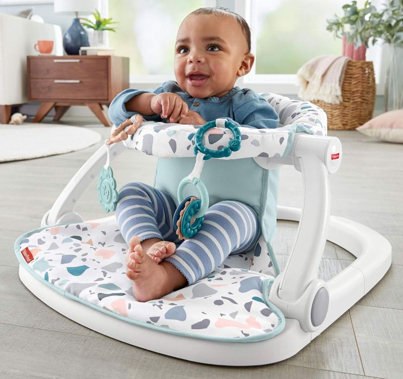 Photo 1 of Fisher-Price Portable Baby Chair Sit-Me-Up Floor Seat With Developmental Toys & Machine Washable Seat Pad, Pacific Pebble
