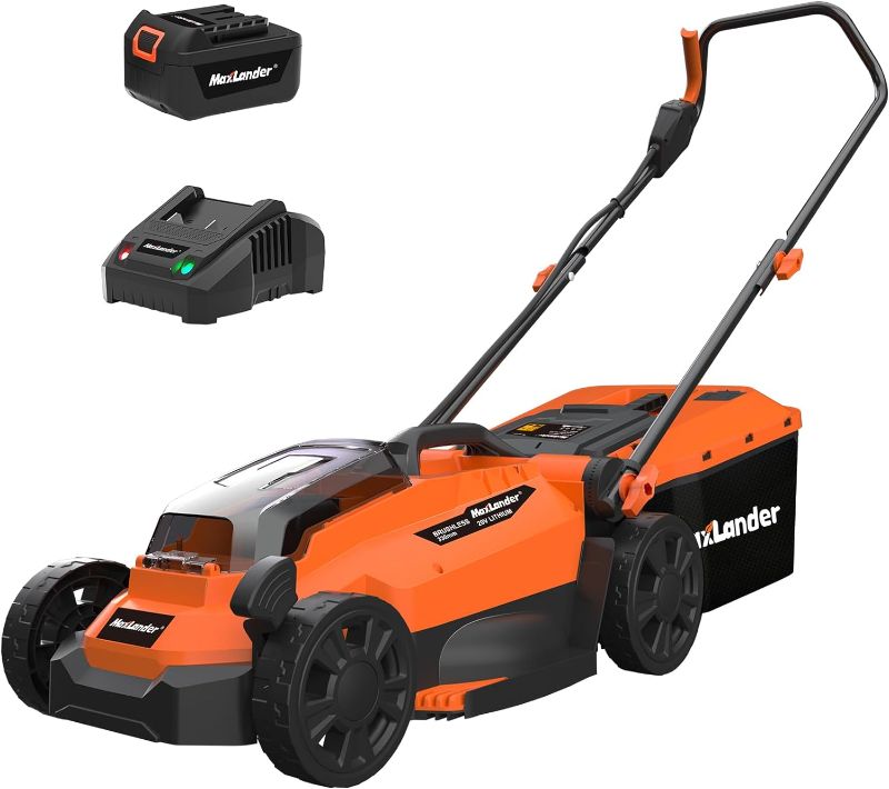 Photo 1 of Maxlander Lawn Mower, 13Inch Electric Lawn Mower Cordless, 20V 2-in-1 Battery Powered Lawn Mower with Brushless Motor, 5-Position Height Adjustment, Battery and Charger Included
