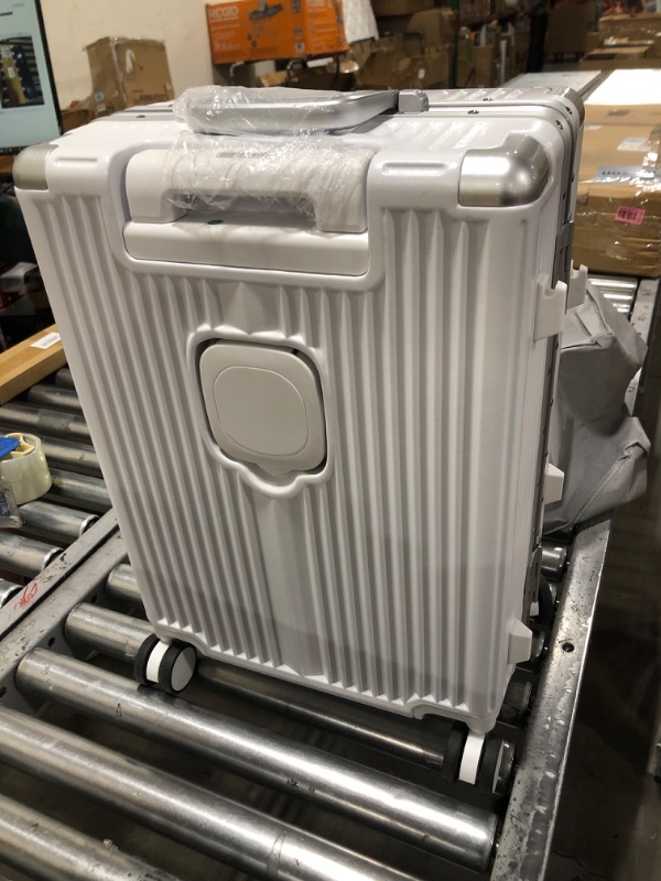 Photo 2 of 20in Aluminium Frame Hardside Expandable Spinner Wheel Luggage, Built-In TSA lock Carry on Suitcase, with Cup Holder 
