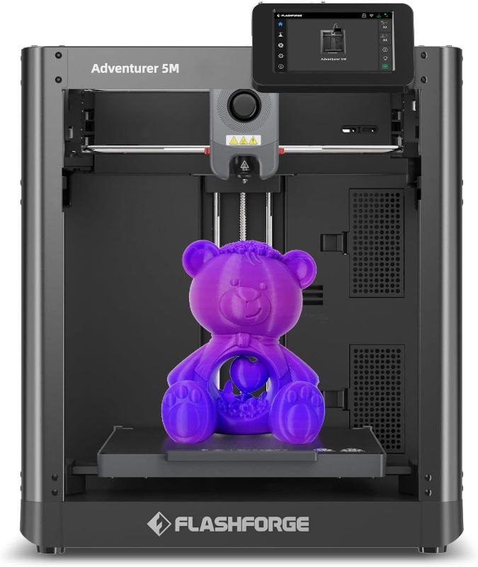 Photo 1 of FLASHFORGE Adventurer 5M 3D Printer with Fully Auto Leveling, Max 600mm/s High Speed Printing, 280°C Direct Extruder with 3S Detachable Nozzle, Core XY All Metal Structure, Print Size 220x220x220mm
