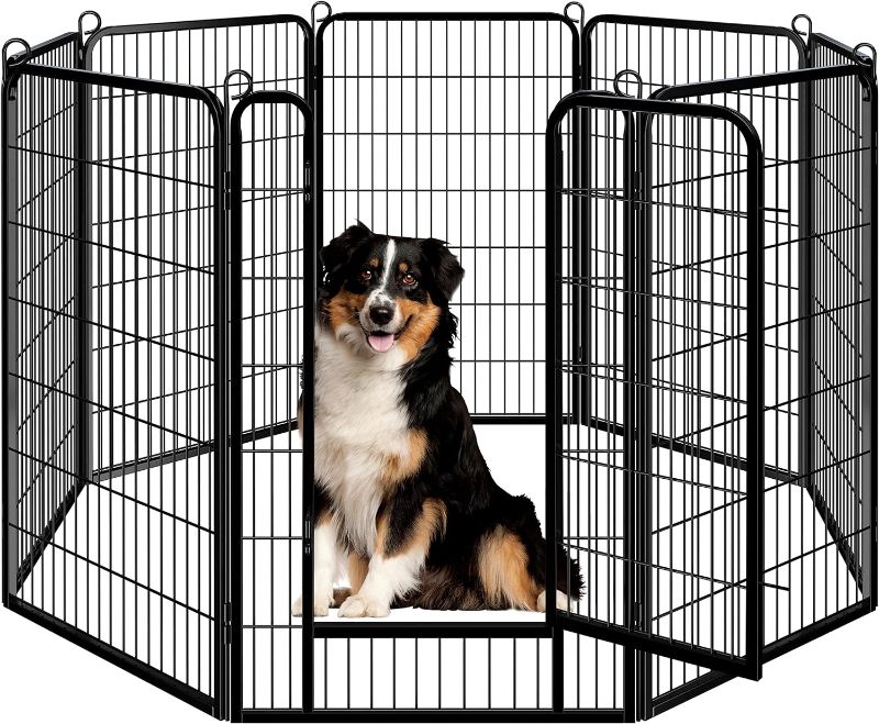 Photo 1 of Yaheetech Dog Playpen Outdoor, 8 Panel Dog Fence 47" Indoor Pet Pen for Large/Medium/Small Dogs Heavy Duty Pet Exercise Pen for Puppy/Rabbit/Small Animals Portable Playpen for RV Camping Garden Yard

