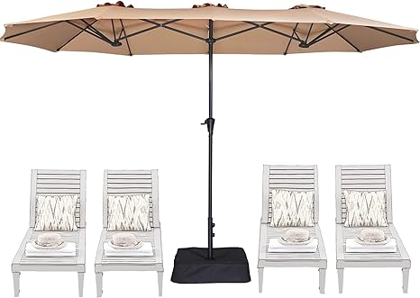 Photo 1 of SUPERJARE 13FT Outdoor Patio Umbrella with Base Included, Double Sided Pool Umbrellas with Fade Resistant Canopy