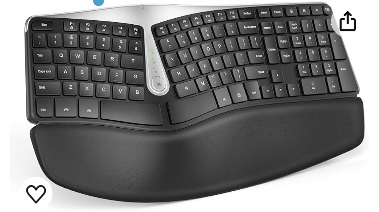Photo 1 of Nulea RT04 Wireless Ergonomic Keyboard, 2.4G Split Keyboard with Cushioned Wrist and Palm Support, Arched Keyboard Design for Natural Typing, Compatible with Windows/Mac