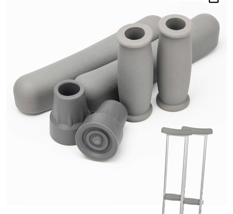 Photo 1 of Replacement Crutch Pads, AHIER Padding for Walking Arm Crutches, Hand Grips, and Feet Caps, Fits Standard Aluminum Crutches 6 Pieces-Set