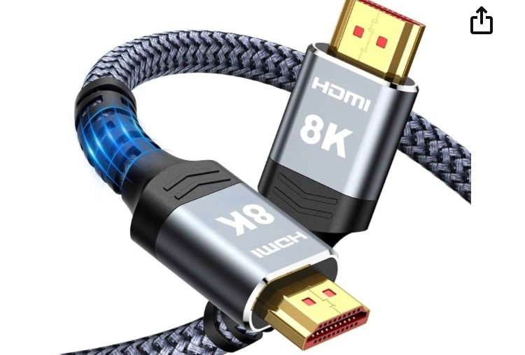 Photo 1 of Highwings Short 8K HDMI Cable 1FT/0.3M 48Gbps, Ultra High Speed HDMI Braided Cord-4K@120Hz, 8K@60Hz,eARC,DTS-HD,12 Bit Color Compatible for PS5,Monitor,PC and More