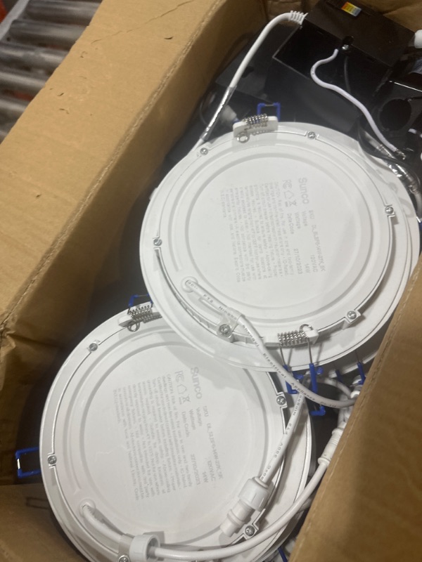 Photo 2 of Sunco 24 Pack 6 Inch Ultra Thin LED Recessed Ceiling Lights, Baffle Trim, Selectable CCT 2700K/3000K/3500K/4000K/5000K Dimmable 14W, Wafer Thin, Canless with Junction Box 5 CCT in One (2700K, 3000K, 3500K, 4000K, 5000K) 6 inch
