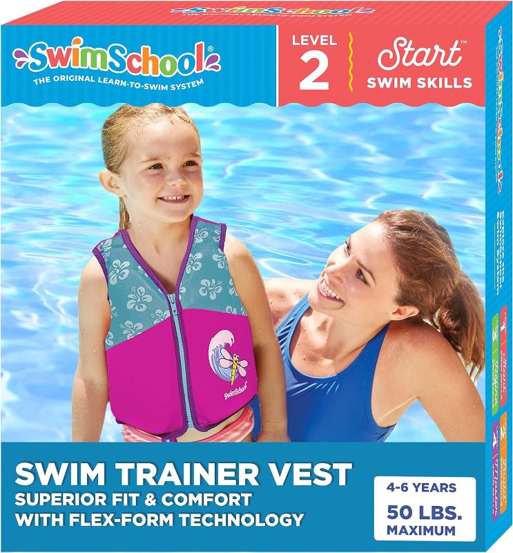 Photo 1 of SwimSchool Kids Swim Trainer Vests for Toddlers Ages 2-6 – Boys/Girls – Multiple Colors/Styles – Learn to Swim Floaties
