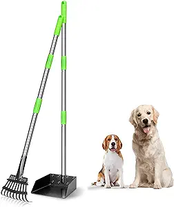 Photo 1 of TOOGE Pooper Scooper, Dog Pooper Scooper Long Handle Stainless Metal Tray and Rake for Large Medium Small Dogs Heavy Duty (Green) (A-Standard)