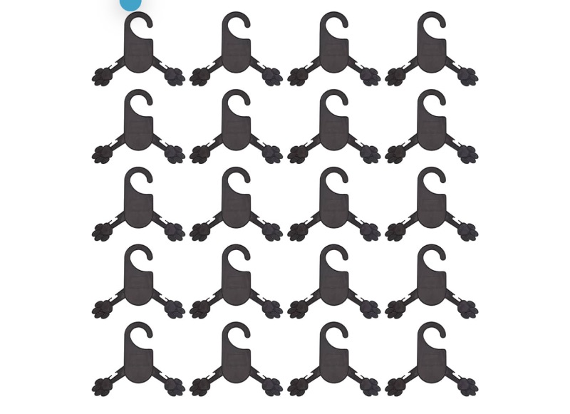 Photo 1 of AHANDMAKER 20 Packs Black Pet Clothes Hangers, 6x7 inch Cute Dog Paw Print Shape Pet Plastic Clothes Rack for Dog Cat Pet Small Coat Pet Shop
