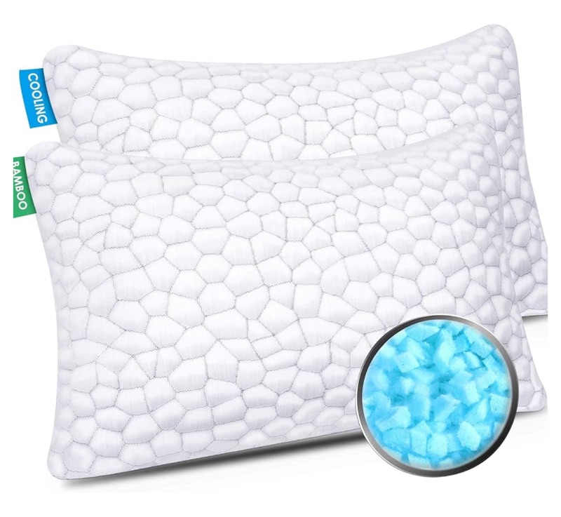 Photo 1 of Cooling Bed Pillows for Sleeping 2 Pack Shredded Memory Foam Pillows Adjustable Cool Pillow for Side Back Stomach Sleepers - Luxury Gel Pillows Queen Size Set of 2 with Washable Removable Cover