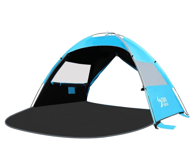 Photo 1 of Beach Tent, Beach Shade Portable Tent for 2-3 Person with UPF 50+ Protection Dark Shelter Technology, Easy Set Up Beach Tent Sun Shelter, Carry Bag Included