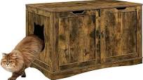 Photo 1 of Cat Litter Box Enclosure, Enclosed Cat House Side Table, Hidden Cat Washroom with Door, Cat Litter Cabinet for Living Room Bedroom, Rustic Brown (X-Large)