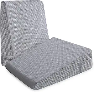 Photo 1 of Sasttie Wedge Pillow for Sleeping, 7.5 Inch Memory Foam Incline Elevated Pillow Wedge with Pockets, Triangle 25 Degree Wedge Pillows for Post Surgery, Acid Reflux and Snoring, Solid Dark Grey