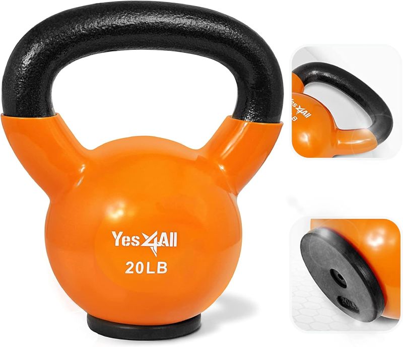Photo 1 of Yes4All Kettlebells Weights Cast Iron Rubber Base For Home Gym and Strength Training, Workout Equipment For Dumbbell Exercise

